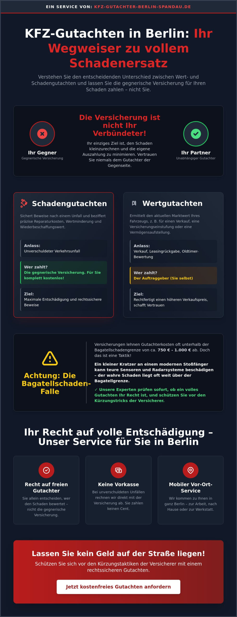KFZ Gutachter Berlin Spandau | Kosten Wertgutachten Auto Berlin 2026: Wann ist das Gutachten für Sie kostenlos? 1 Kosten Wertgutachten Auto Berlin 2026: Wann ist das Gutachten für Sie kostenlos?